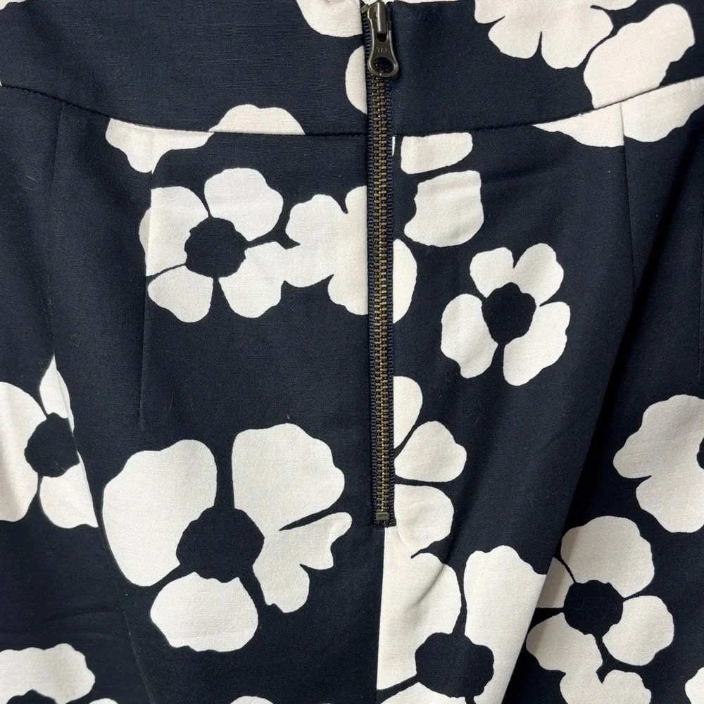 🖤 LOFT Black Cream Floral Midi Skirt Women’s Size 6, back zip with stretch🖤 - Picture 7 of 16